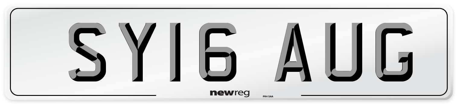 SY16 AUG Number Plate from New Reg